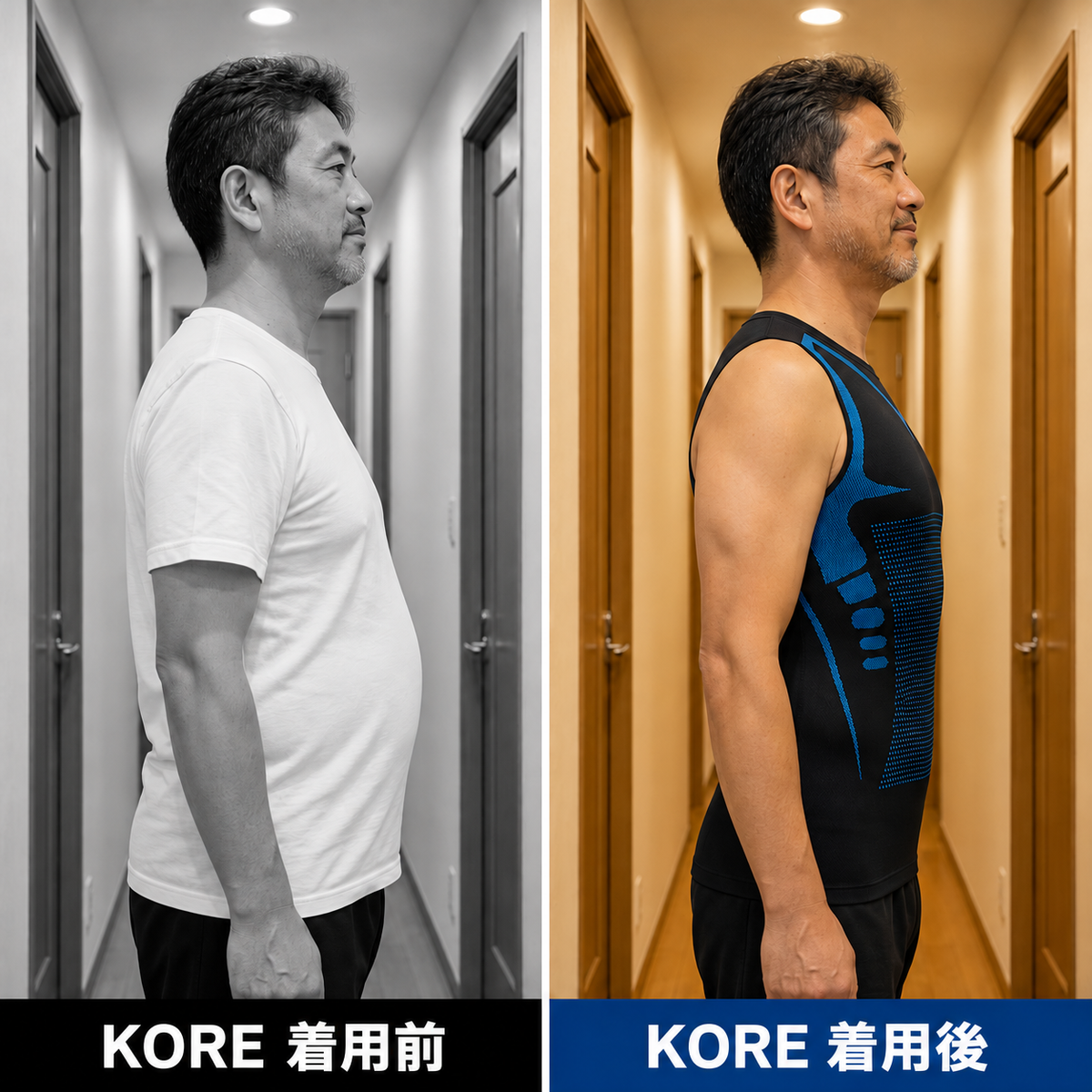 KORE 着用前後の比較