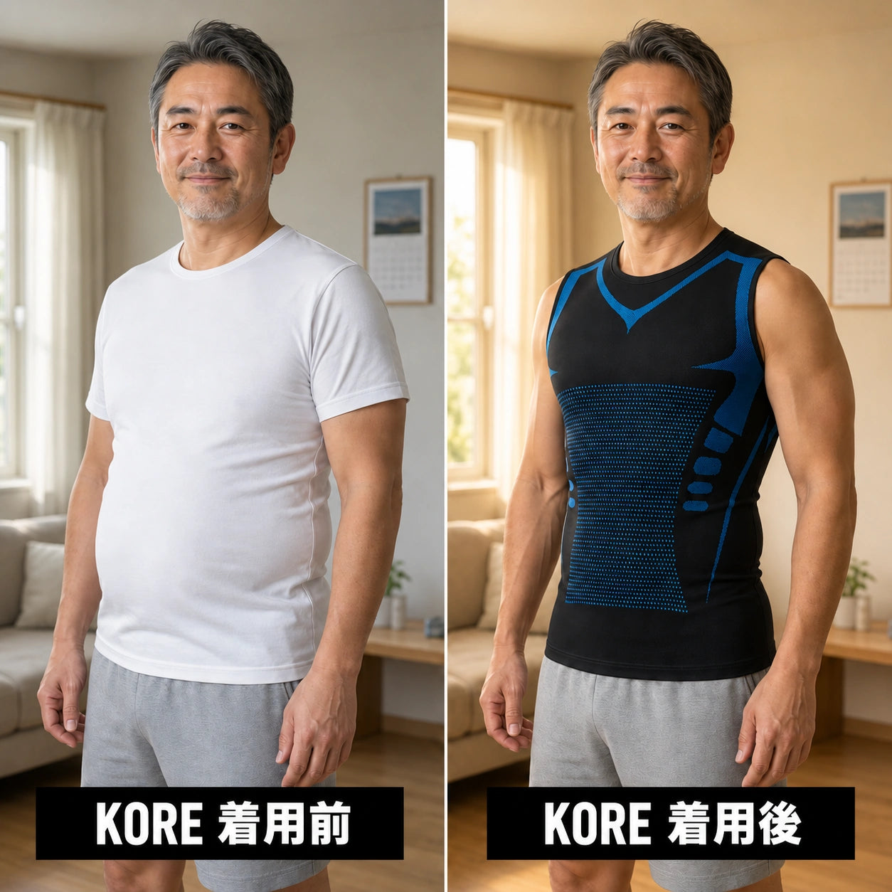 KORE 着用前後の比較